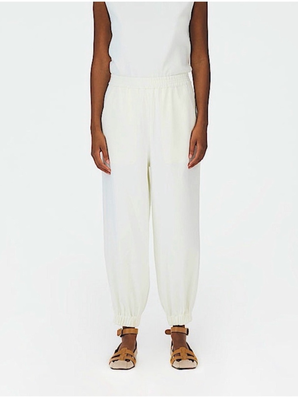 Tibi White Chalky Drape Plashet Joggers